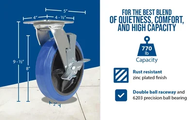 Vestil CST-BB-8X2ER-SWB Elastic Rubber Swivel With Brake Caster - product feature image