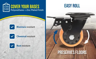 Vestil CST-BN-4X2PUP-SWTB Polyurethane Swivel With Total Brake Caster - product feature image