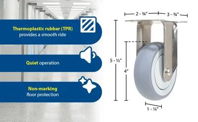 Vestil CST-E-SS-4X1TPR-R Thermoplastic Rubber Rigid Caster - product feature image