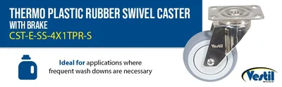 Vestil CST-E-SS-4X1TPR-S Thermoplastic Rubber Swivel Caster - product feature image