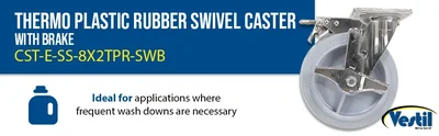 Vestil CST-E-SS-8X2TPR-SWB Thermoplastic Rubber Swivel With Brake Caster - product feature image