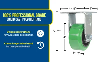 Vestil CST-F34-4X2DT-R Polyurethane Rigid Caster - product feature image