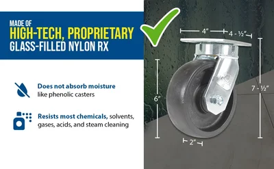 Vestil CST-HHD-6X2GFN-S Heavy Duty Glass Filled Nylon Swivel Caster - product feature image