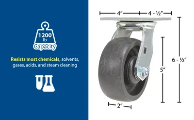 Vestil CST-HLD-5X2GFN-S Light Duty Glass Filled Nylon Swivel Caster - product feature image