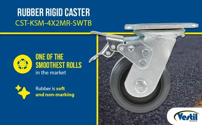 Vestil CST-KSM-4X2MR-SWTB Rubber Swivel With Total Brake Caster - product feature image