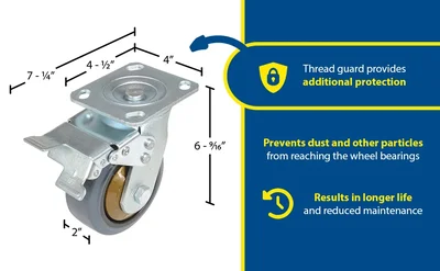 Vestil CST-KSM-5X2MR-SWTB Rubber Swivel With Total Brake Caster - product feature image
