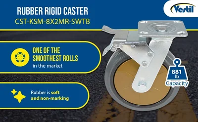 Vestil CST-KSM-8X2MR-SWTB Rubber Swivel With Total Brake Caster - product feature image
