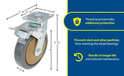 Vestil CST-KSM-8X2MR-SWTB Rubber Swivel With Total Brake Caster - product feature image
