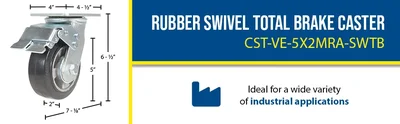 Vestil CST-VE-5X2MRA-SWTB Rubber Swivel With Total Brake Caster - product feature image