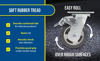 Vestil CST-VE-5X2MRA-SWTB Rubber Swivel With Total Brake Caster - product feature image