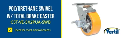 Vestil CST-VE-5X2PUA-SWB Polyurethane Swivel With Brake Caster - product feature image