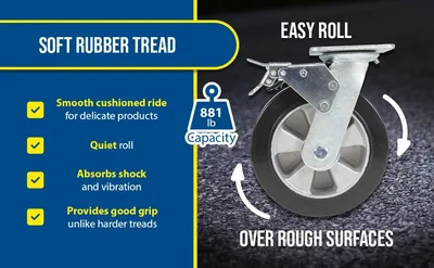 Vestil CST-VE-8X2MRA-SWTB Rubber Swivel With Total Brake Caster - product feature image