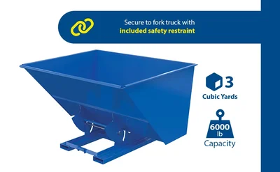 Vestil D-300-HD-NB Steel Heavy Duty No Bump and Dump Hopper - product feature image