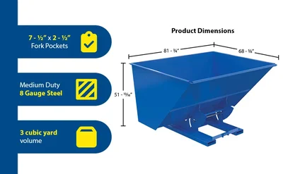 Vestil D-300-HD-NB Steel Heavy Duty No Bump and Dump Hopper - product feature image
