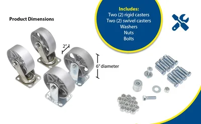Vestil D-CK4-SC6-2 Semi Steel Caster Kit - product feature image