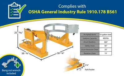 Vestil DCR-205-8 Fork Truck Drum Carrier/Rotator For Steel Drums - product feature image