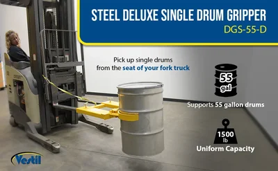 Vestil DGS-55-D Steel Deluxe Single Drum Gripper - product feature image