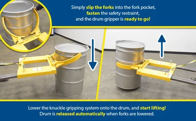 Vestil DGS-55-D Steel Deluxe Single Drum Gripper - product feature image