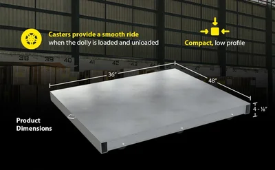 Vestil Aluminum Pallet Dolly with Pallet Top 36 In. x 48 In. 4000 Lb. Capacity Silver - product feature image