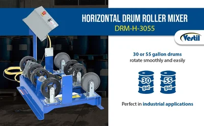 Vestil Steel Horizontal Drum Roller Mixer 39-5/8 In. x 27-1/2 In. x 16-3/4 In. 1000 Lb. Capacity Blue - product feature image
