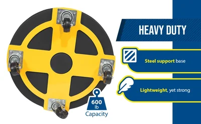 Vestil DRUM-DP-HD-55-BK Polyethylene Heavy Duty Drum Dolly - product feature image