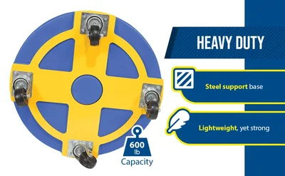 Vestil DRUM-DP-HD-55-BU Polyethylene Heavy Duty Drum Dolly - product feature image