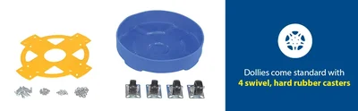 Vestil DRUM-DP-HD-55-BU Polyethylene Heavy Duty Drum Dolly - product feature image