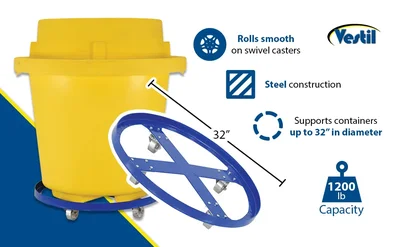 Vestil DRUM-SP-32-12-C Steel Over Pack Drum Dolly - product feature image
