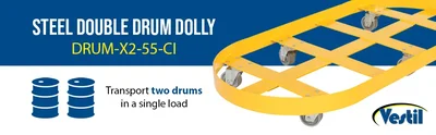 Vestil DRUM-X2-55-CI Double Drum Dolly with Cast Iron Casters - product feature image