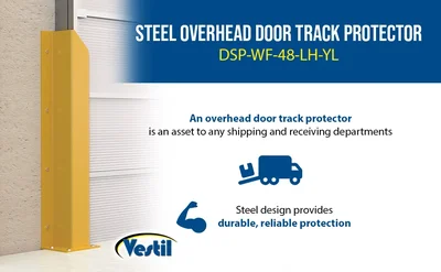 Vestil DSP-WF-48-LH-YL Steel Overhead Door Track Protector - product feature image