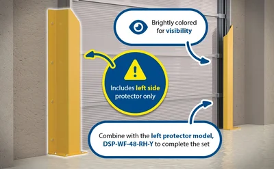 Vestil DSP-WF-48-LH-YL Steel Overhead Door Track Protector - product feature image