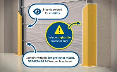 Vestil DSP-WF-48-RH-YL Steel Overhead Door Track Protector - product feature image