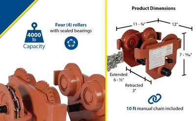 Vestil E-MT-4-C Steel Geared Eye Manual Trolley - product feature image