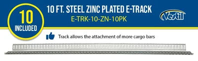 Vestil E-TRK-10-ZN-10PK Steel Zinc Plated E-Track - product feature image