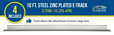 Vestil E-TRK-10-ZN-4PK Steel Zinc Plated E-Track - product feature image