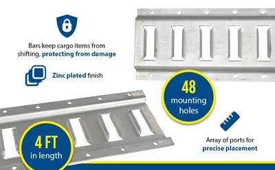 Vestil E-TRK-4-ZN-1PK Steel Zinc Plated E-Track - product feature image
