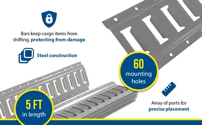 Vestil E-TRK-5-GY-10PK Steel Zinc Plated E-Track - product feature image