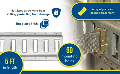 Vestil E-TRK-5-ZN-10PK Steel Zinc Plated E-Track - product feature image