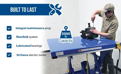 Vestil EHLT-4872-4-43-QS ELECTRIC HYDRAULIC LIFT TABLE 4K 48X72 - product feature image
