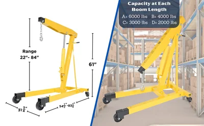 Vestil EHN-60-T Shop Crane Engine Hoist with Telescopic Legs - product feature image