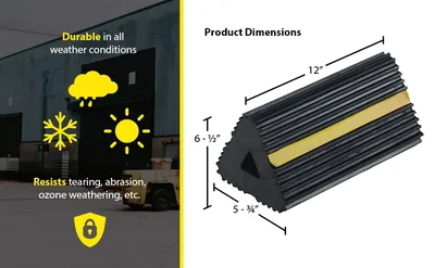 Vestil EX-13 Extruded Rubber Wheel Chock - product feature image