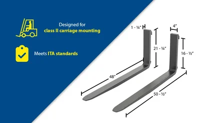 Vestil F4-1.25-48-CPL Forged Steel Forks with Carriage - product feature image