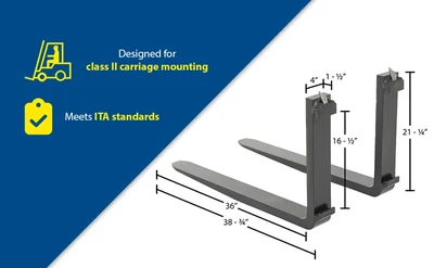 Vestil F4-1.50-36-CPL Forged Steel Forks with Carriage Pin - product feature image