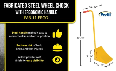 Vestil FAB-11-ERGO Fabricated Steel Wheel Chock With Ergonomic Handle - product feature image