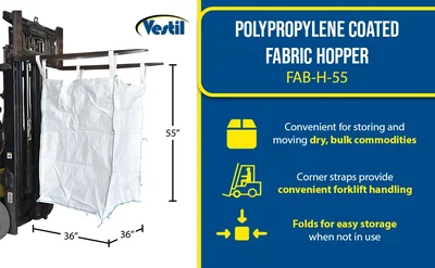 Vestil FAB-H-55 Polypropylene Coated Fabric Hopper - product feature image