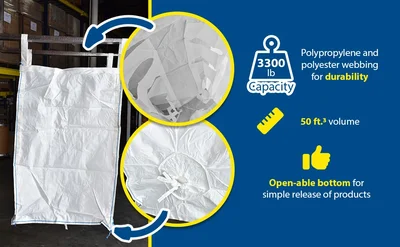 Vestil FAB-H-55 Polypropylene Coated Fabric Hopper - product feature image
