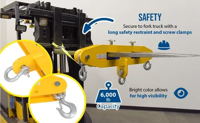 Vestil FLB-D-6 Steel Forklift Lifting Beam - product feature image
