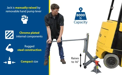 Vestil FORK-J Steel Manual Hydraulic Fork Truck Jack - product feature image