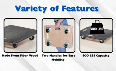 Vestil FWD-1824-3R Fiber Wood Dolly with Rubber Caster - product feature image