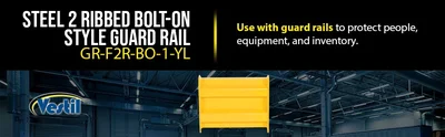 Vestil GR-F2R-BO-1-YL Steel 2 Ribbed Bolt On Style Guard Rail - product feature image